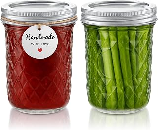 2 Pack Regular Mouth 16oz Mason Jars with Leak-Proof Airtight Lids - Glass Canning Jars for Food Storage, Overnight Oats, Pickling & Preserving (Dishwasher Safe)