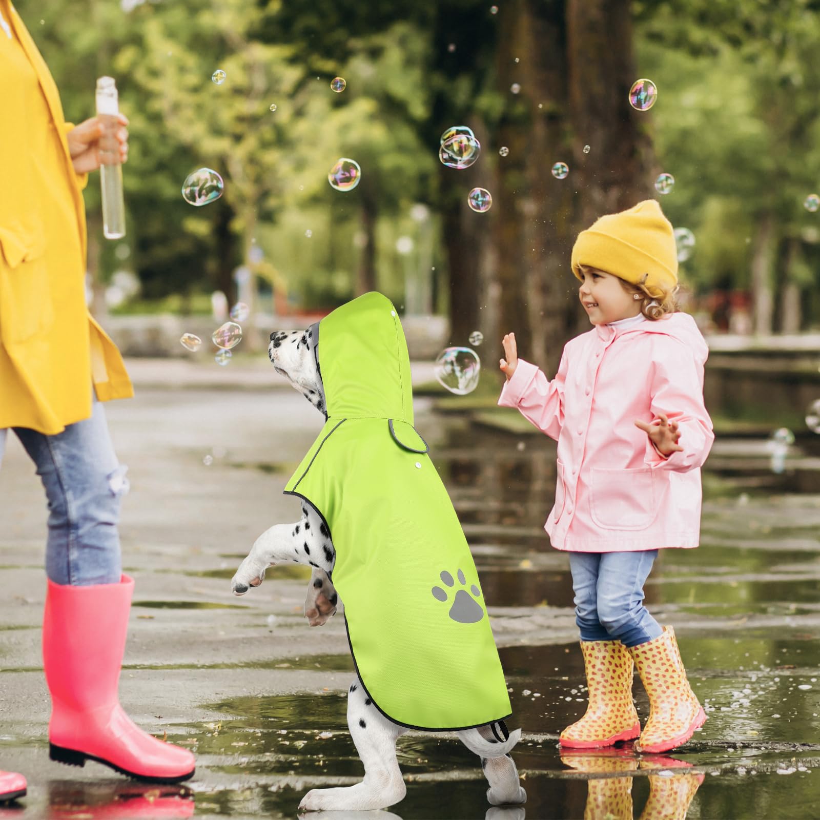 Manteau Chien Imperméable Réglable avec Capuchon, Manteaux Pluie Réfléchissants pour Chiens Petits, Moyens et Gros, 100% Étanche et Aéré