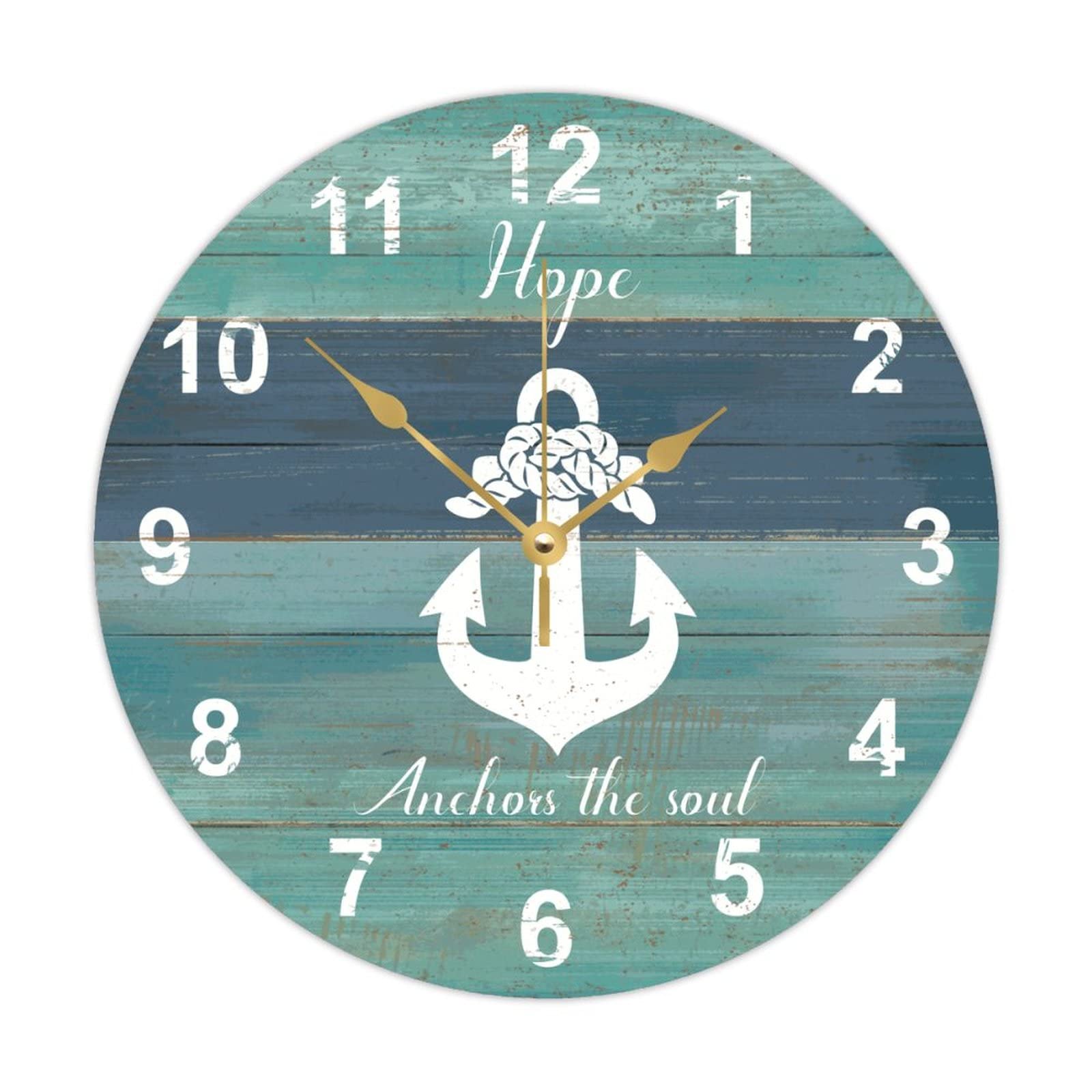 Horloge murale ronde en bois silencieuse pour chambre et cuisine