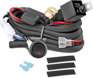 Wiring Harness 1 Lead, Fastchoy Auto 12v Nylon Led Light Bar Wiring Harness Kit with 40A Relay Fuse Rocker Switch for Light Bar Fog Lights Off Road Lights Wire Harness Kit for Truck UTV Boat