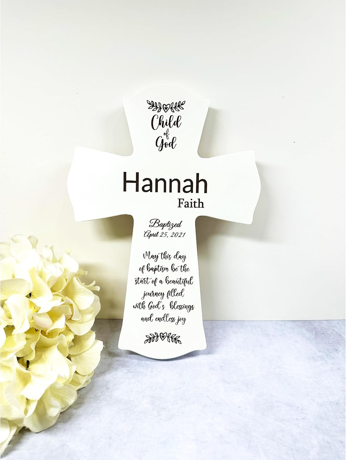 Personalized Cross Baptism 1st Holy Communion Christening Custom Wall Cross (large 8.5x11, Pink)