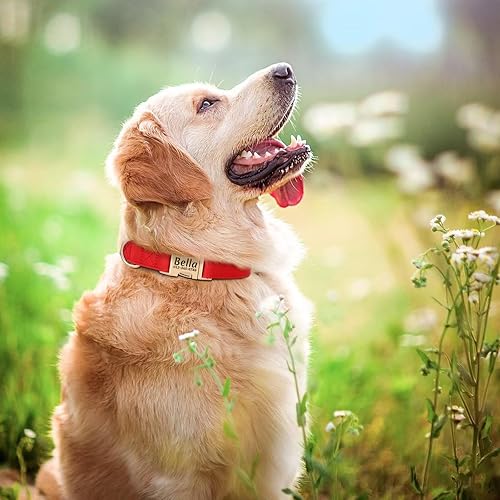 Miniatura 2 de PET ARTIST Collar de perro de nailon y piel sintética de color sólido suave, elegante collar básico personalizado para perros lindos, hebilla de