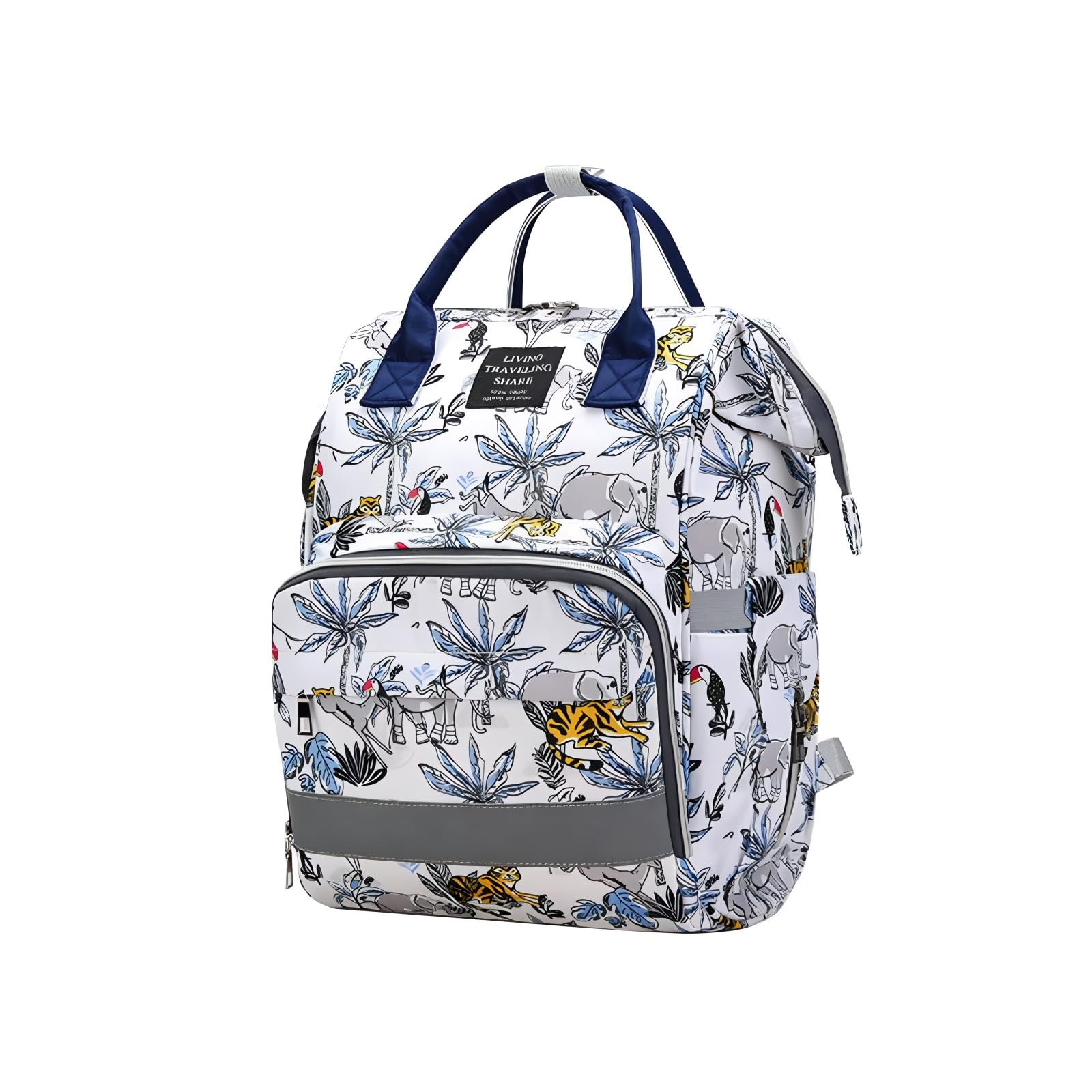 MOMAI IMPEX Stylish Diaper Bag Backpack, Abstract Pattern, Large Capacity with Multiple Pockets, Gold Zip Details with Insulated Pockets Stroller Straps Large Baby Bag (Multi Color & Random Print)-image-32