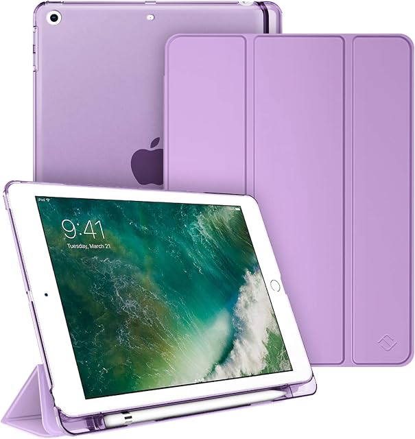 FINTIE Case Compatible with iPad 6th Generation / 5th Generation (9.7-inch, 2018/2017 Model)-Lightweight SlimShell Cover with Frosted Back, Supports Auto Wake/Sleep w/Pencil Holder, Violet