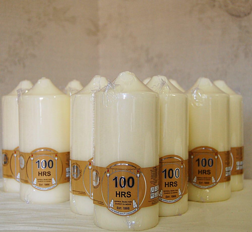 Set Of 12 Church Candle 100 Hour Ivory Wedding Non Drip