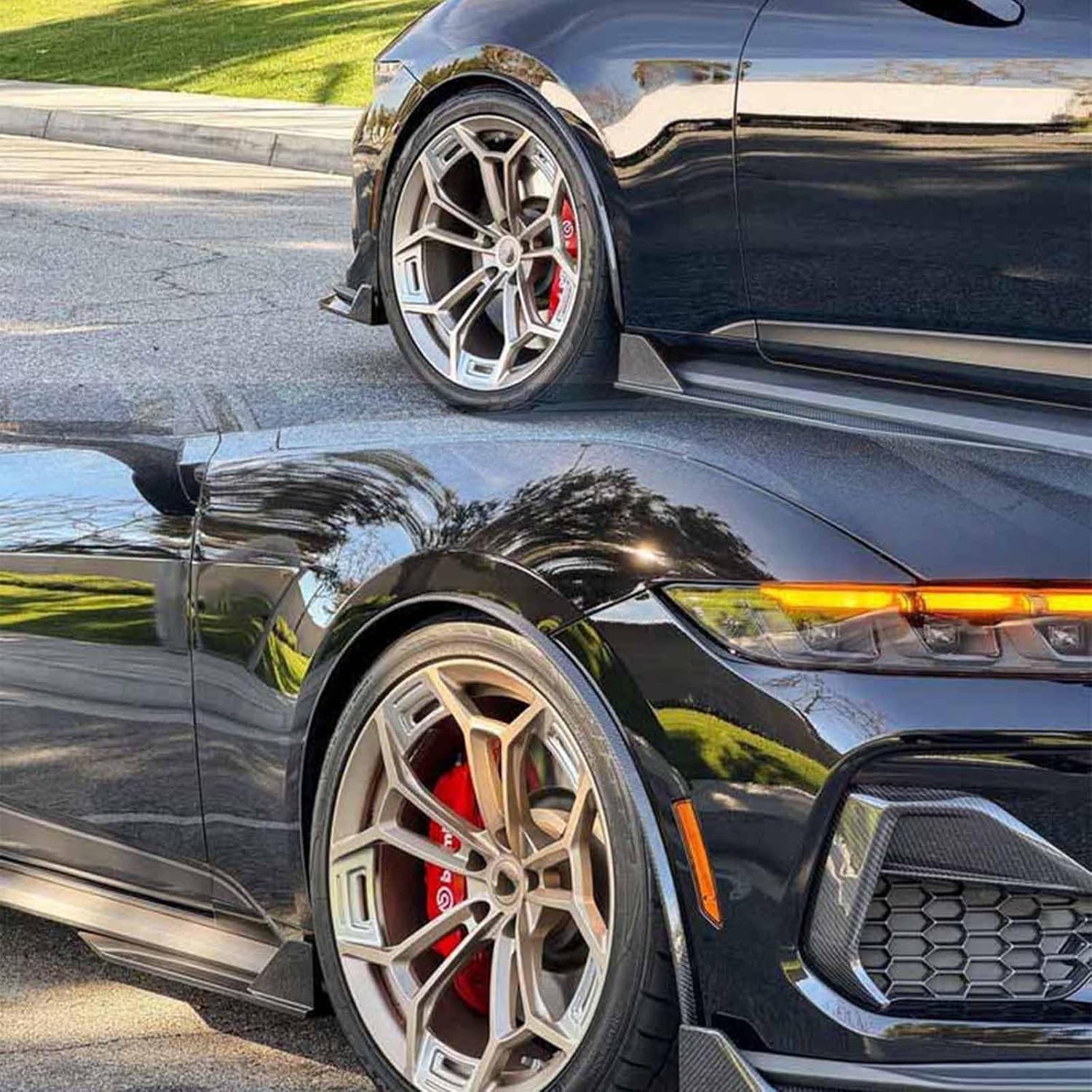 2PCS Front Fender Flares for Ford Mustang S650 GT Ecoboost 2024-2025 Wheel Eyebrow Arch Trim ABS Plastic (Matte Black)