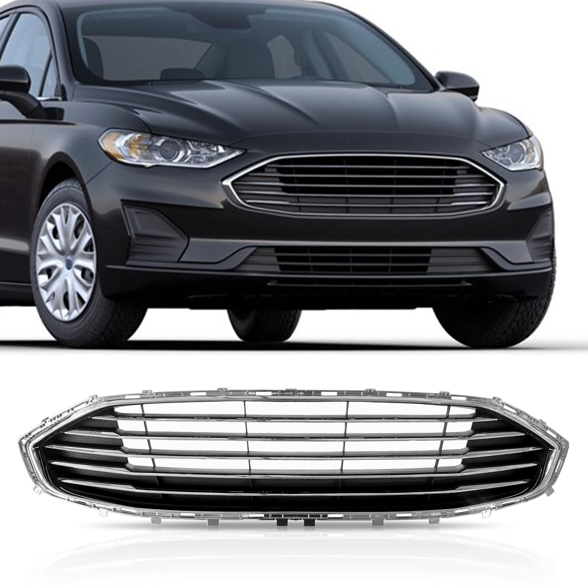 1st Class Auto Parts Front Upper Chrome Honeycomb Bumper Grille For 2019-2020 Ford Fusion – OE KS7Z8200AC