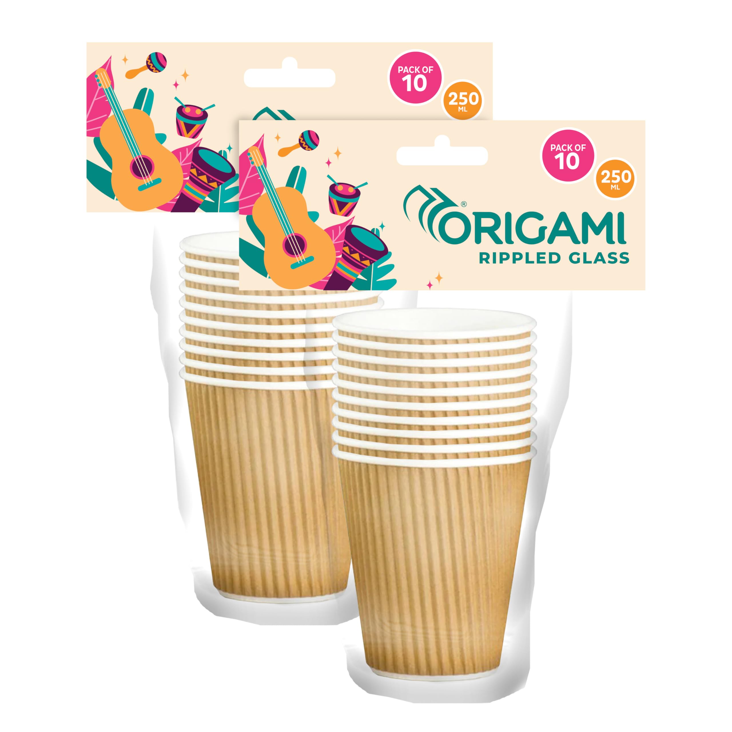 Origami Disposable & Leakproof Party Rippled Paper Cups | Eco Friendly & Biodegradable Glass | Ideal for Home, Office & Travel Pack of 2 (20 Pcs) 250 ml (B0D8WDGS1H) Amazon Price History, Amazon Price Tracker