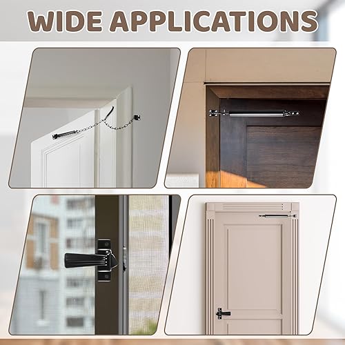 Miniatura 7 de JaGely 3 juegos de cierrapuertas de tormenta, protector neumático para cierrapuertas con kit de cadena de resorte, piezas de repuesto de puerta de