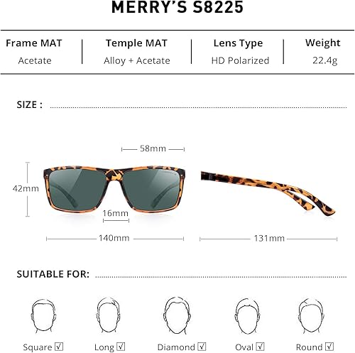 Miniatura 2 de MERRY'S Gafas de sol polarizadas para hombre y mujer, gafas de sol de pesca al aire