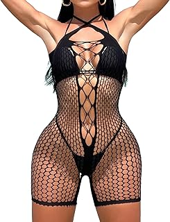 Famstar Sexy Lingerie for Women Naughty Fishnet Lingerie Set Bodysuit Outfits Erotic Sheer Mesh Teddies