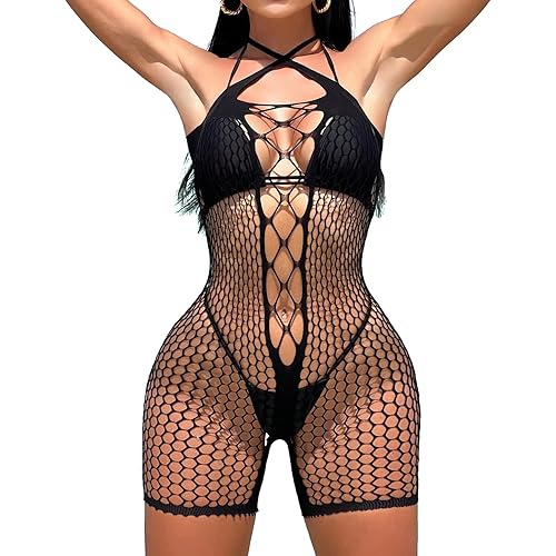 Sexy Lingerie for Women Naughty Fishnet Lingerie Set Bodysuit Outfits Erotic Sheer Mesh Teddies