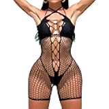 Famstar Sexy Lingerie for Women Naughty Fishnet Lingerie Set Bodysuit Outfits Erotic Sheer Mesh Teddies