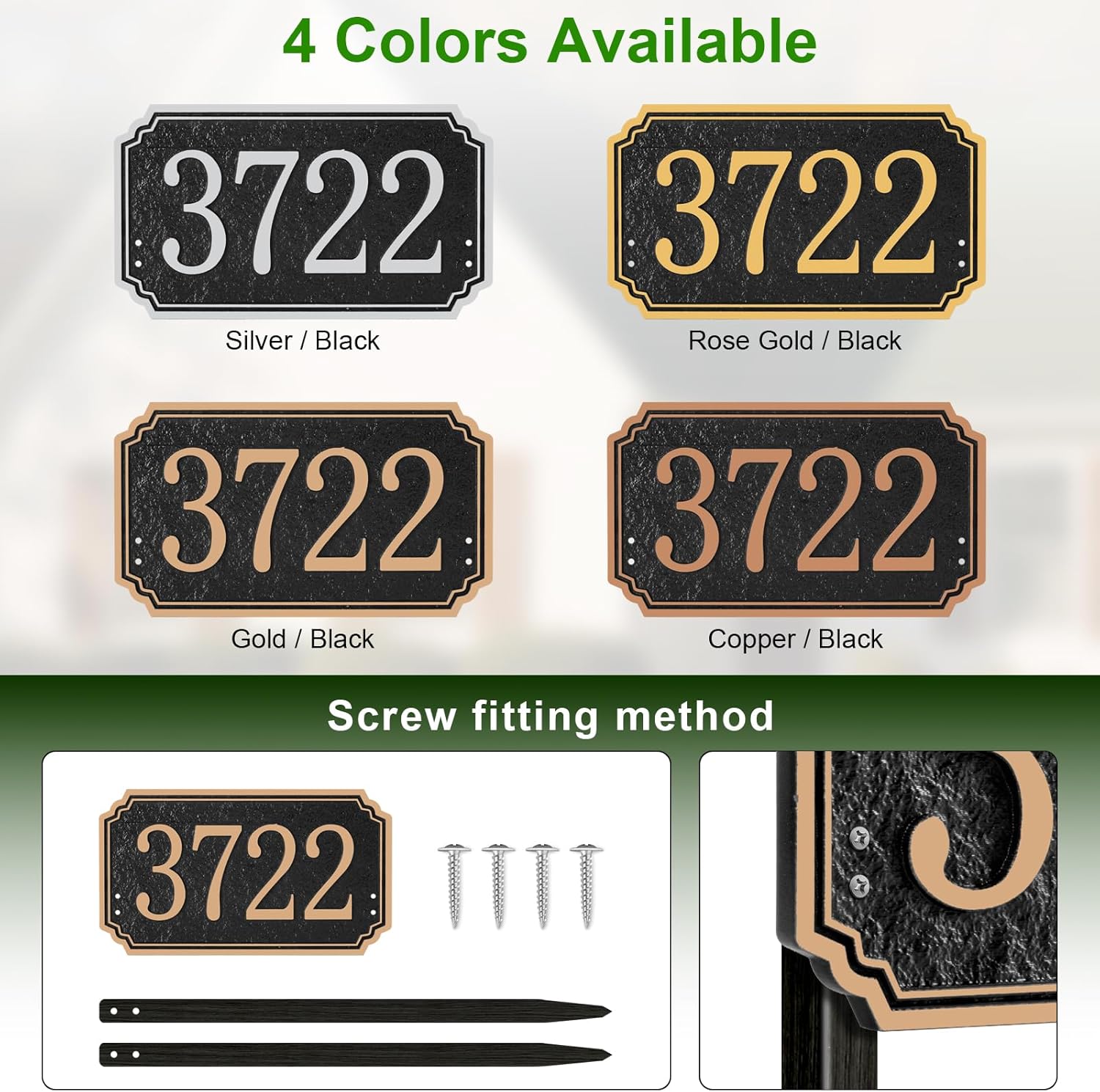 Custom House Address Sign, House Number Plaque Sign for Lawn,Yard,Ground,Driveway,Garden with 2 Stakes,Style 4