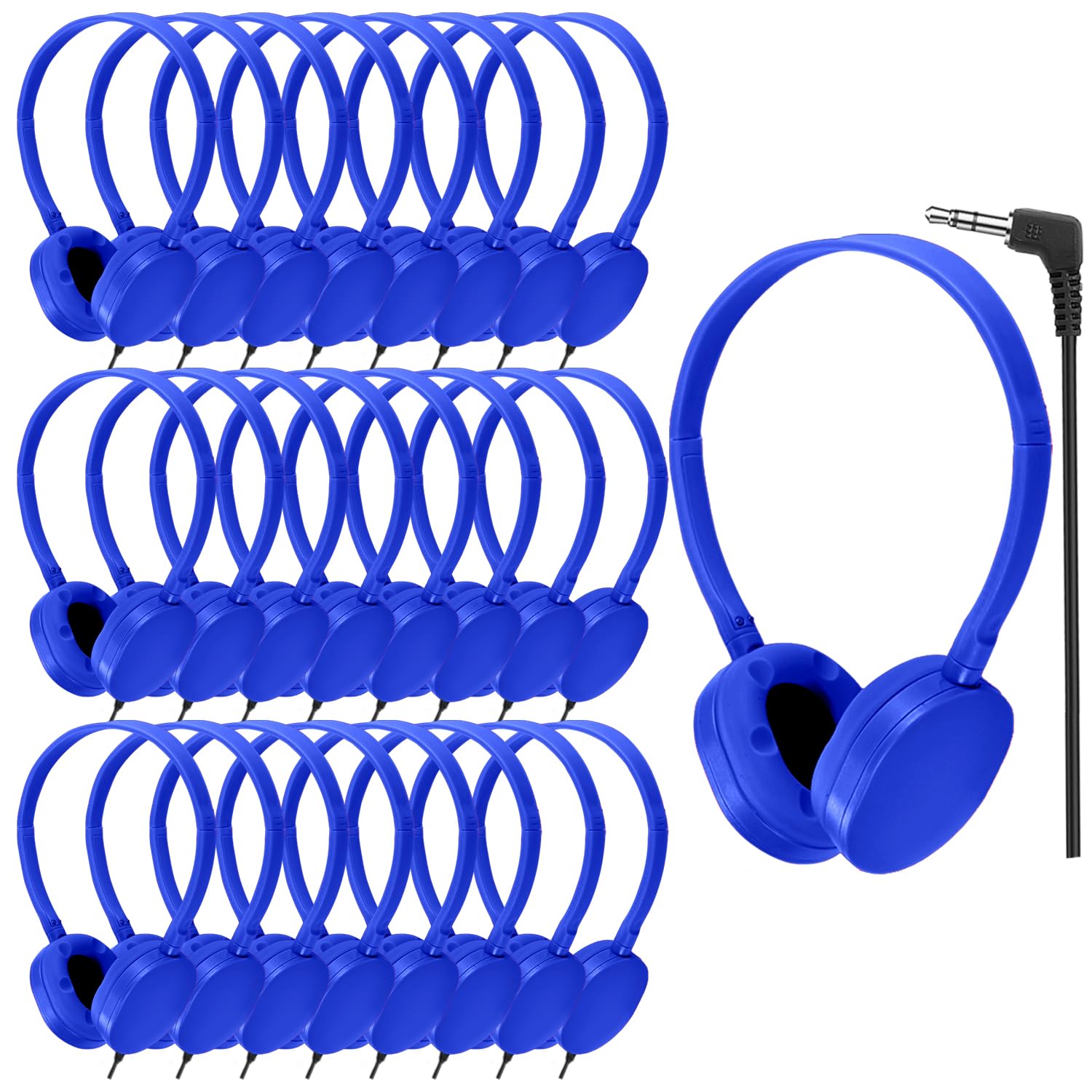 CN-Outlet 25 Pack Kids Headphones Bulk for Classroom School,Durable Wholesale Wired On Ear Headphones for Kids Student Boys Girls Adults(Bule)