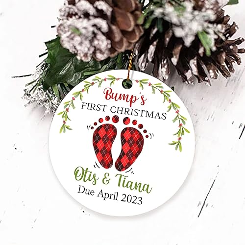 Vista 42 de Adornos de Navidad, adorno de árbol de Navidad de camión rojo, adorno de Navidad personalizado de camión rojo, adorno de Navidad de Feliz Navidad