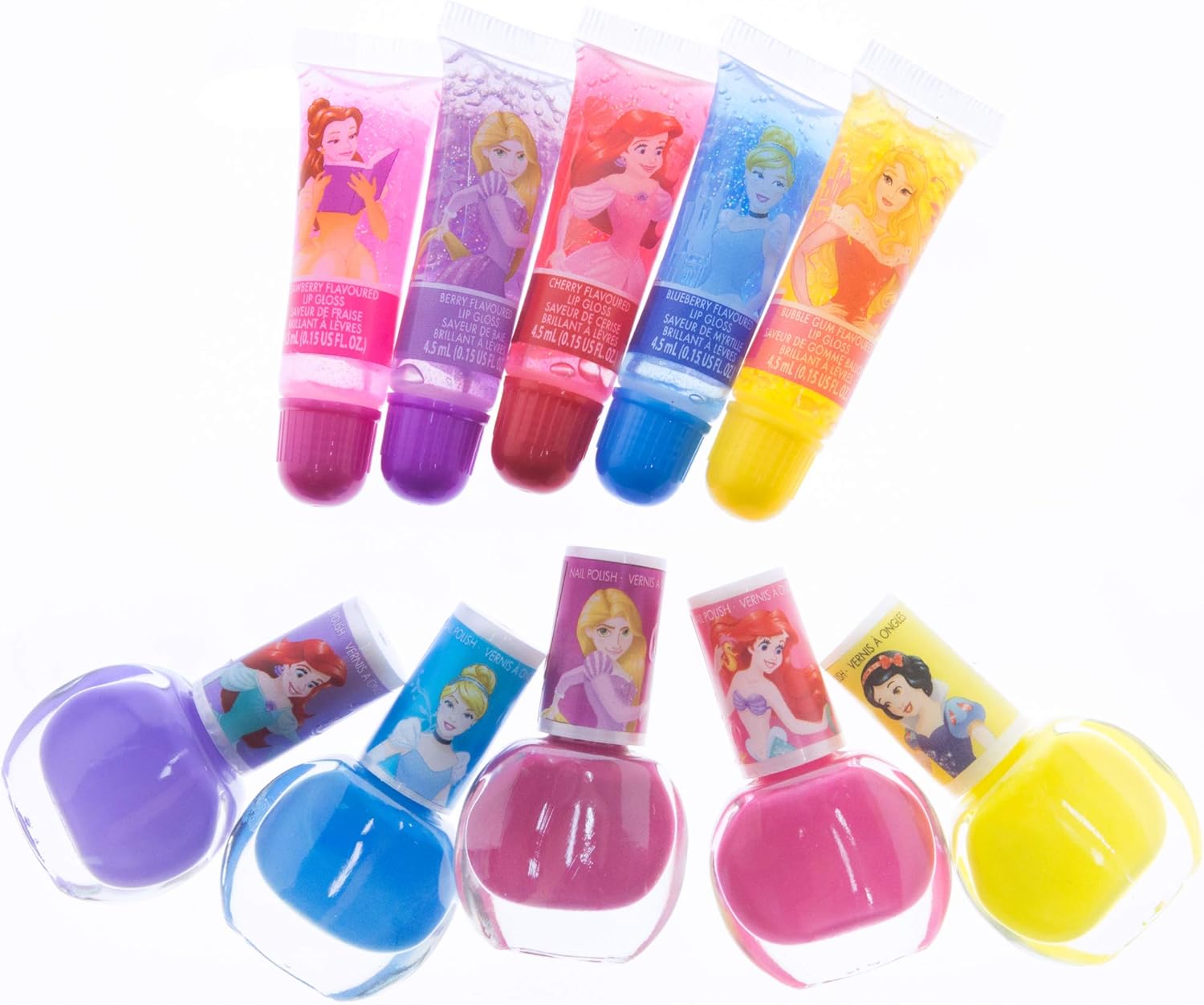 Disney Princess - Townley Girl Super Sparkly Cosmetic Makeup Set for Girls with Lip Gloss Nail Polish Nail Stickers - 11 Pcs|Perfect for Parties Sleepovers Makeovers| Birthday Gift for Girls 3 Yrs+: Toys & Games