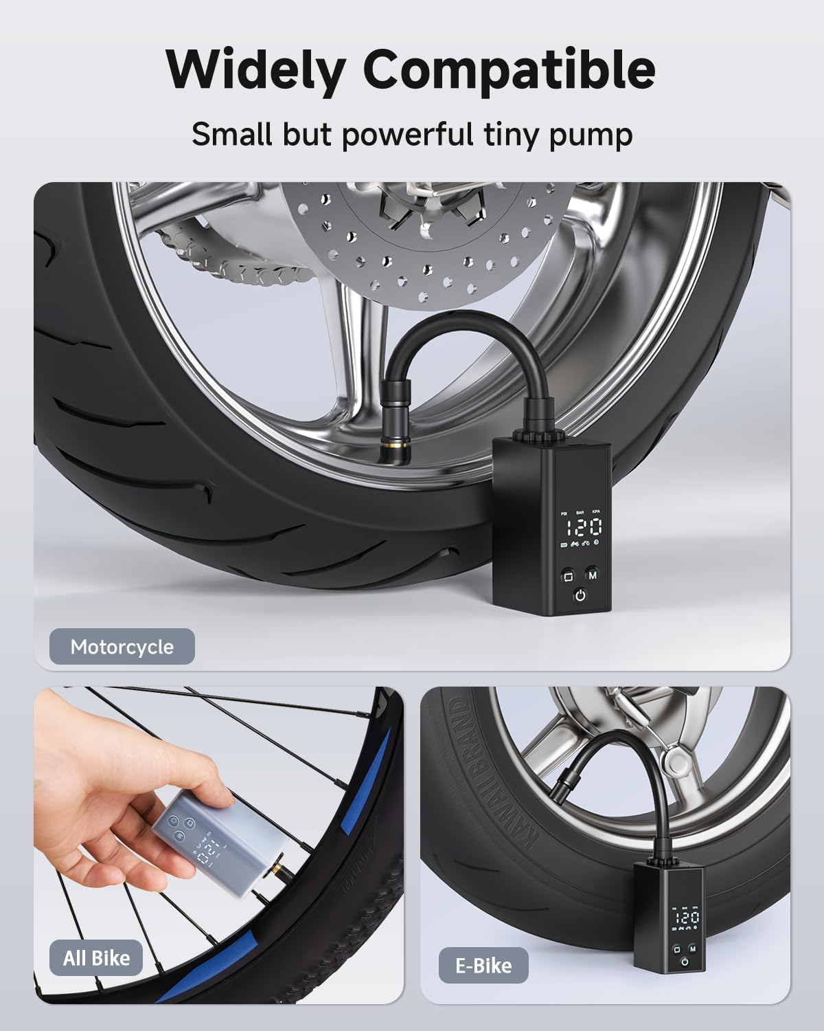 EXTRACTME Mini Bike Pump with Digital Pressure Gauge - Portable Bicycle Tire Inflator for Road/Mountain/E-Bike/City Bikes, Dual Valve Compatible (Schrader/Presta) - Motorcycle Tires & Ball Pump