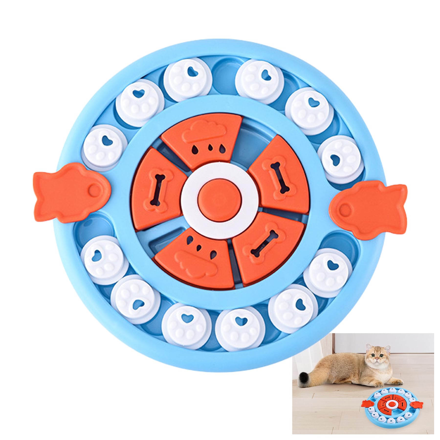 Cat Puzzle Feeder, Enrichment Toy for Pets Interactive Cat Puzzle Feeder with Treat Dispenser