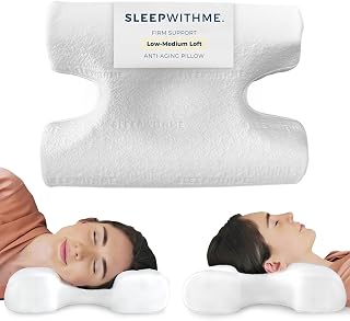 sleepwithme. Beauty Anti-Aging Travel Pillow - Compact Cooling Contour Memory Foam Pillow for Sleeping - Home, Hotels, Camping, On-The-Go Side, Back, Stomach Sleepers - Firm Low-Medium Loft 18' x 13"