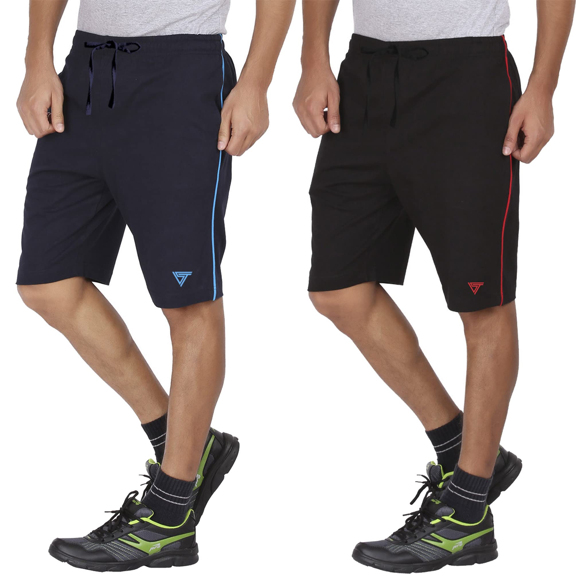 Mens Shorts Piping with Side Pockets(Pack of 2)-image-5