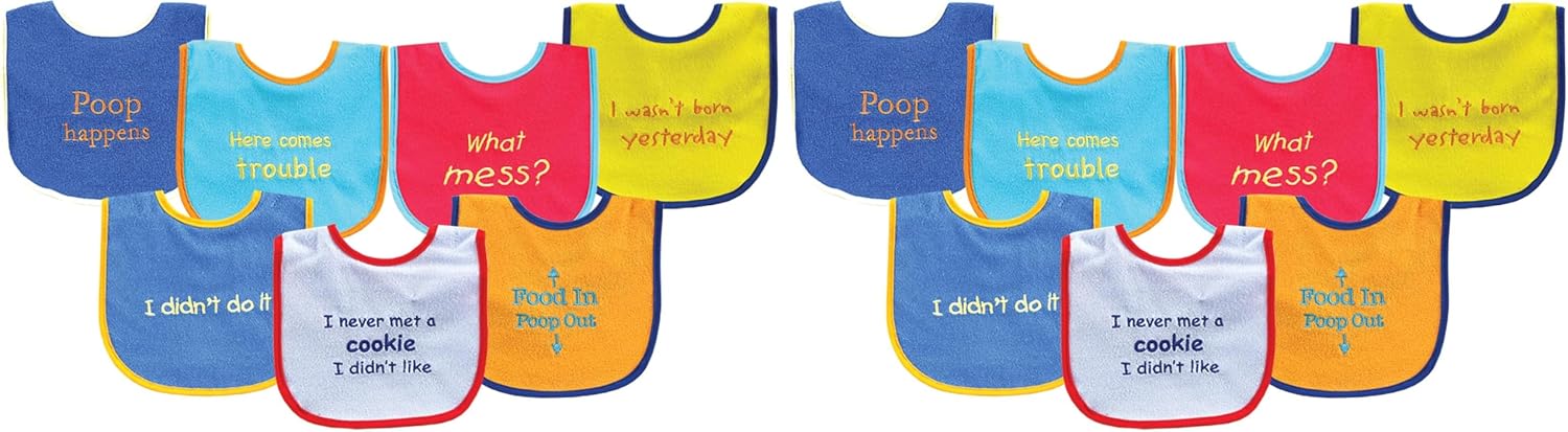 Luvable Friends Baby Cotton Terry Drooler Bibs with PEVA Back, Transportation, One Size