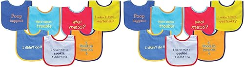 Miniatura 5 de Luvable Friends - Baberos unisex de algodón de felpa con respaldo de PEVA Automóvil azul,Comida azul,Niño Náutico,Mariposa,Mariquita,Comida