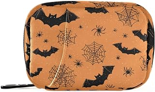 Ollabaky Pill Organizer Halloween Bat Spiders and Spider Web Travel Pill Cases Bag Portable Pill Container 7 Days Pill Box Organizer Vitamin Supplement Holder for Family Business