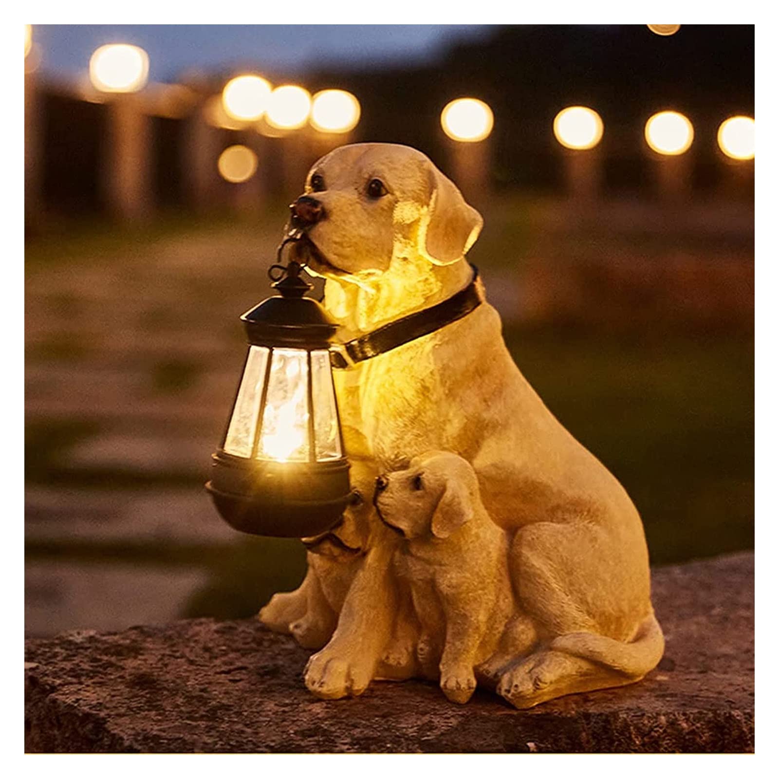Rzeźba ogrodowa Rzeźba z żywicy psa Światła słoneczne, Zewnętrzne słoneczne światła zwierząt, Ogród Yard Labrador Rottweiler Statua psa, Żywiczna rzeźba psa z lampą zasilaną energią słoneczną