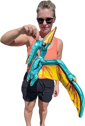 Miniatura 6 de Surtido inflable de dinosaurio colorido (aproximadamente 24 pulgadas) Apatosaurio inflable para fiestas, pterodáctilo, raptor, T-Rex, triceratops,