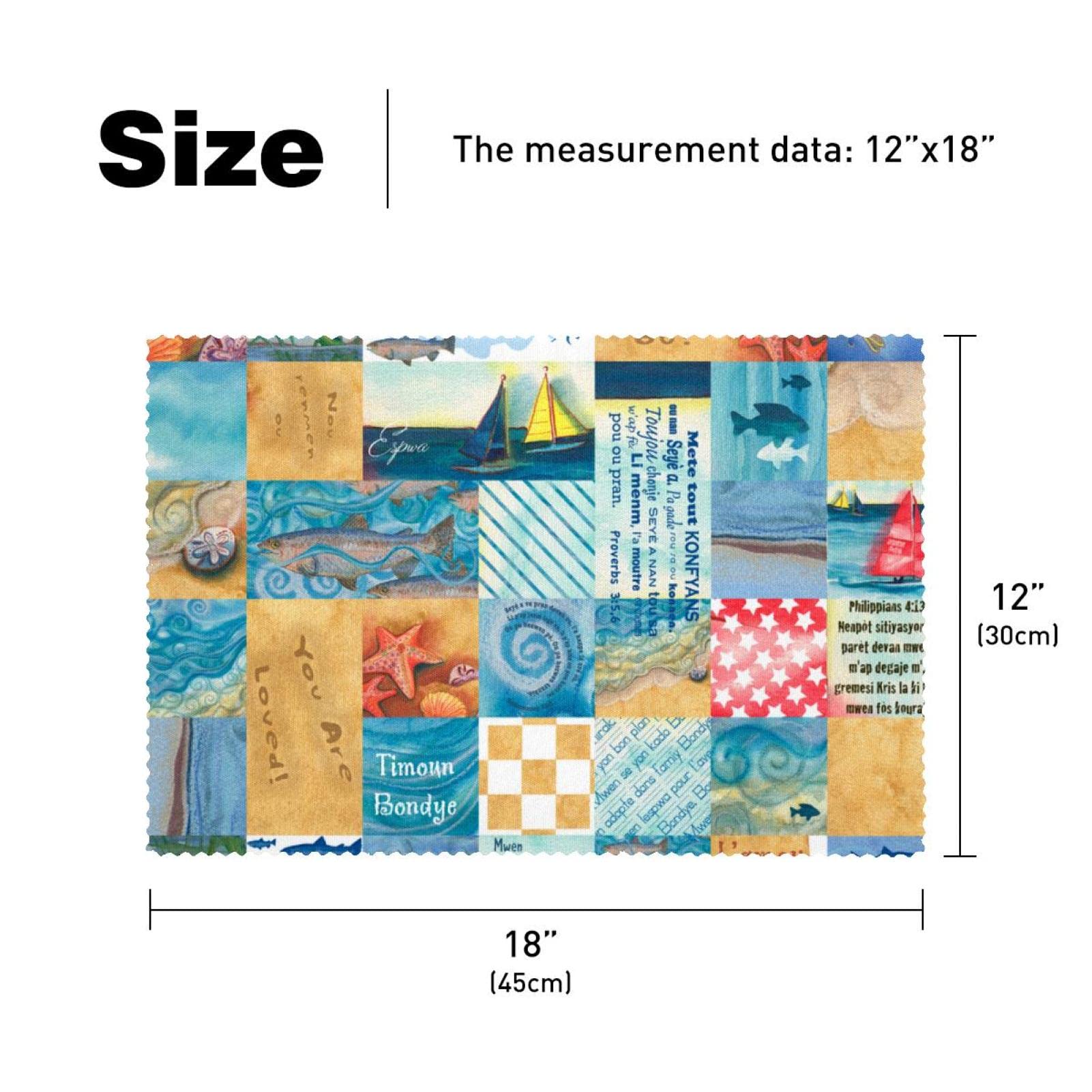 貝殻 フィッシュネット プレースマット 6枚セット 木製ボード プレース