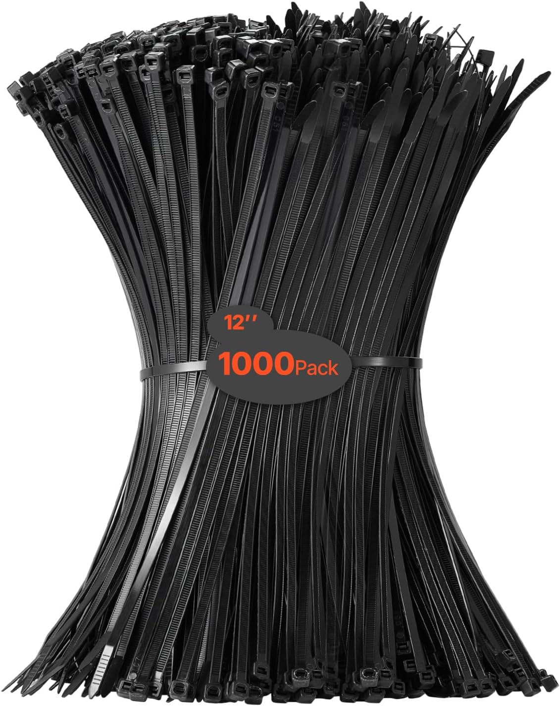 VEVOR 1000 Pack Cable Zip Ties, 12-inch Heavy Duty Cable Wire Ties with 50LBS High Tensile Strength, Multi-Purpose Self-Locking Nylon Tie Wraps, Heat & Cold Resistant for Indoor and Outdoor Use