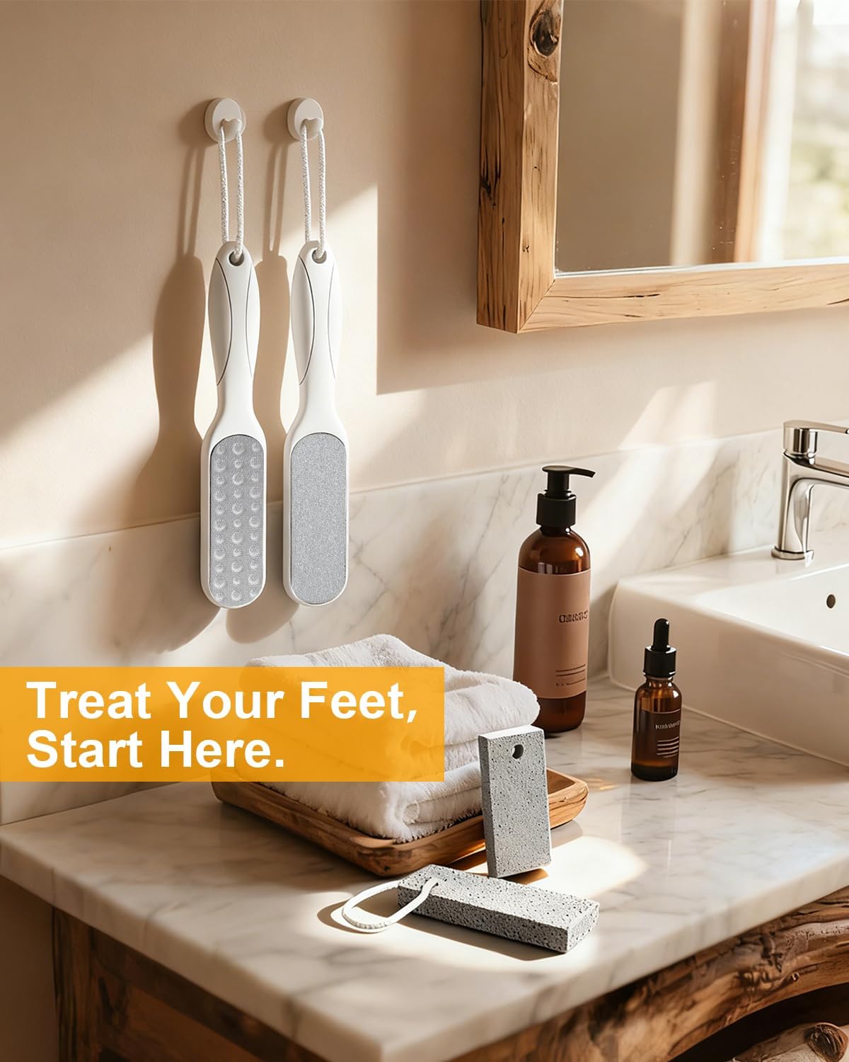 Foot Callus Remover for Feet: 4pcs Set Foot Scrubber for Women, Pedicure Tool for Smooth Cracked Heels & Dead Skin Care, Foot Grooming at Home