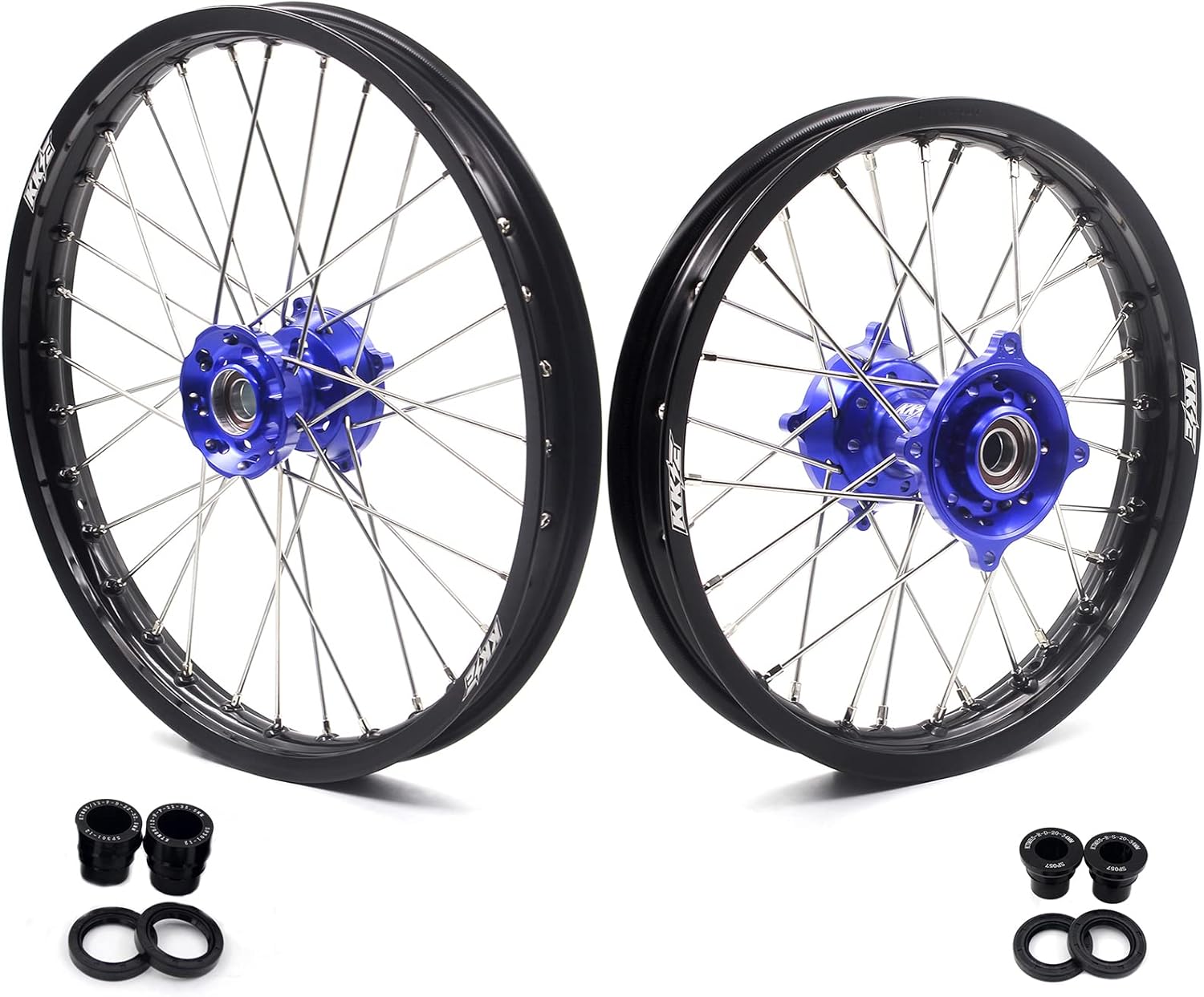 KKE 1.6x19''/1.85x16'' Big Kid's Spoked Wheels Rims Set Compatible with KTM85 SX 2003-2020,fit Husqvarna TC85 2014-2020 Blue Hub