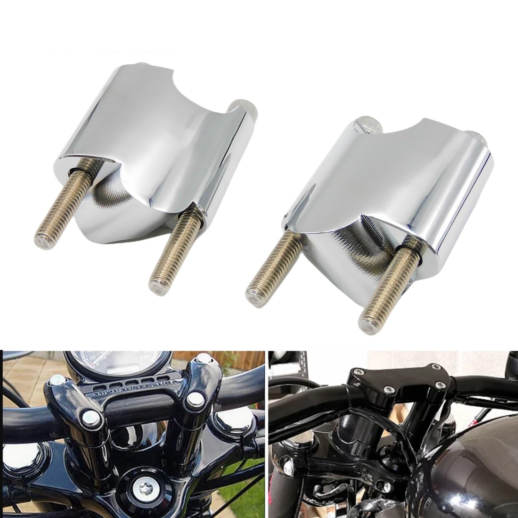 Moto di Alluminio di CNC 2 "Rise Manubrio Riser 1" Bar Aumentare Blocco di Estensione Chrome Per Harley Sportster XL1200X accessori tubi sterzo