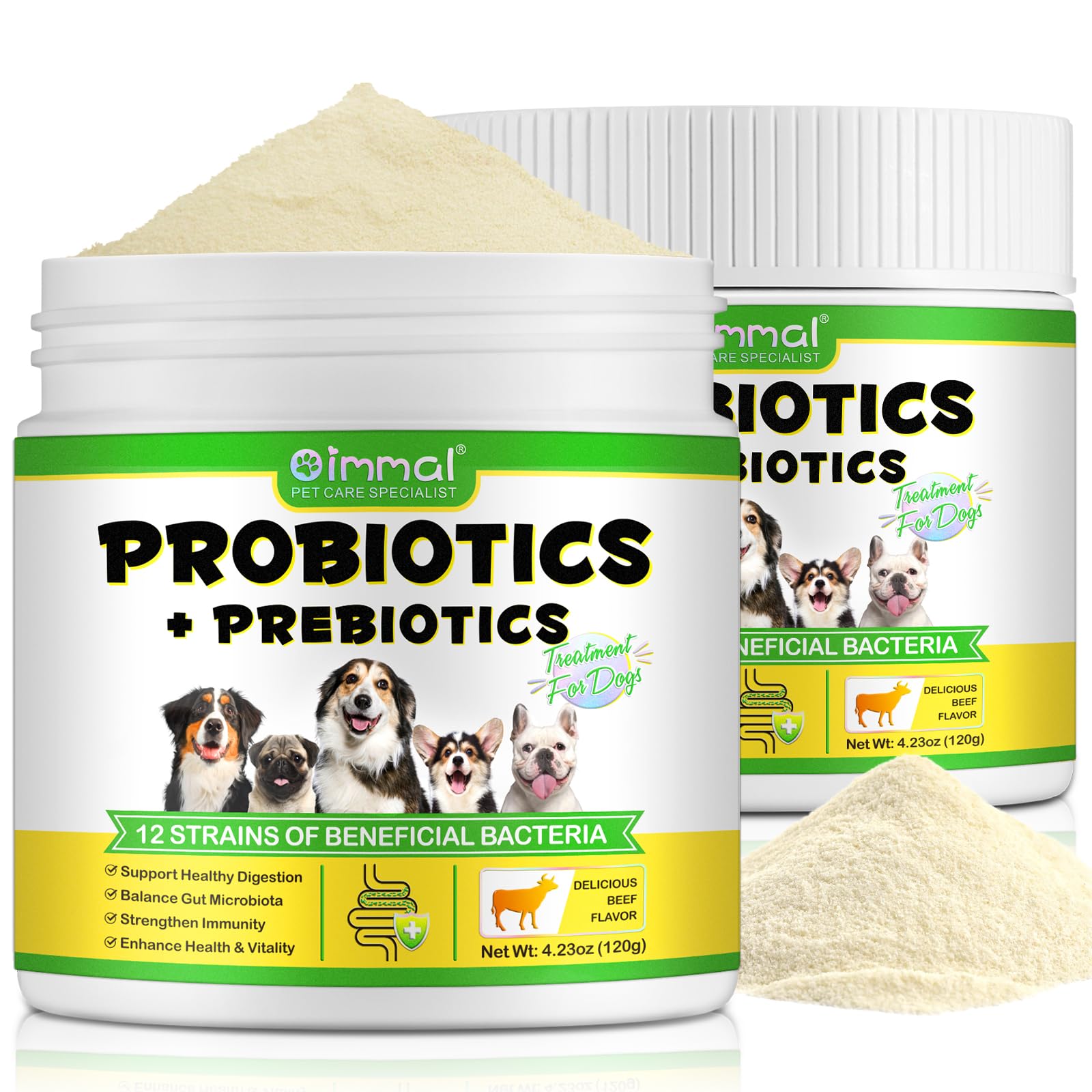 Dog Probiotic Powder, Rich In Prebiotics, 12 Strains Of Beneficial Bacteria, Support Healthy Digestion