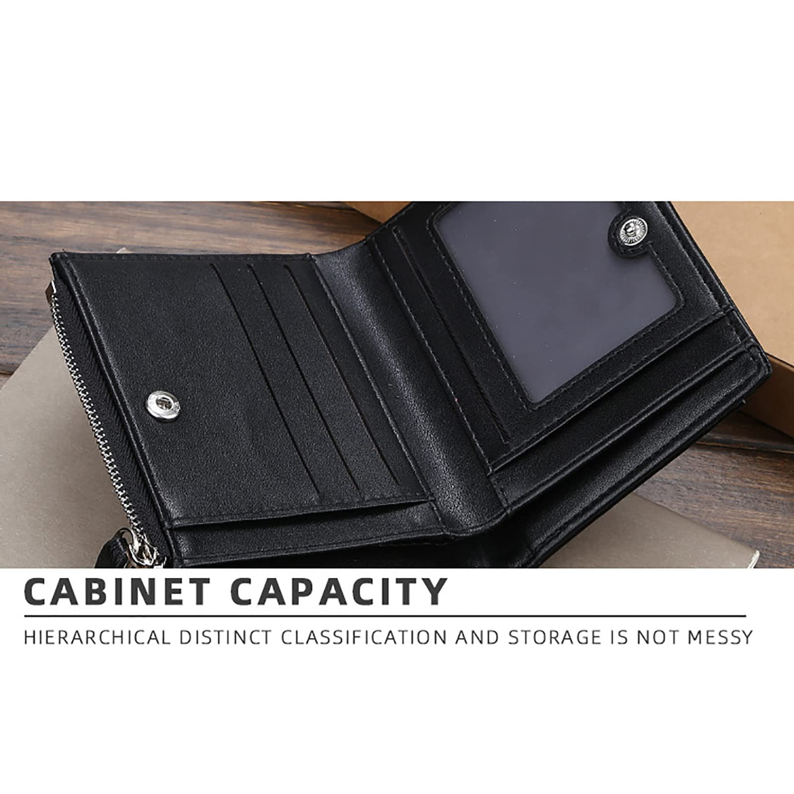 Portafogli da uomo con chiusura a scatto,Portafogli(Black)