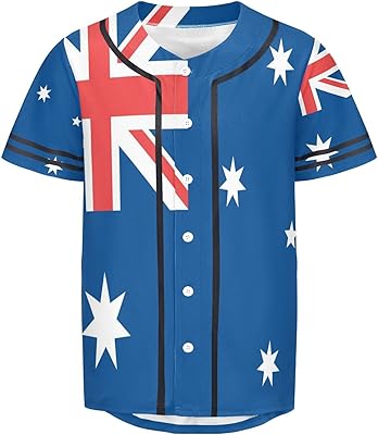 Vnurnrn Australia Flag Mens Baseball Button Down Jersey Hipster Hip Hop T Shirts