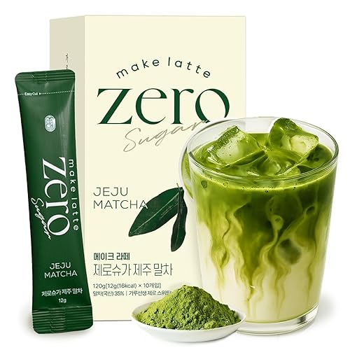 Matcha en polvo para café con leche sin azúcar, fácil de 10 palitos de grado ceremonial Jeju Korean Matcha para café en polvo de té verde con leche