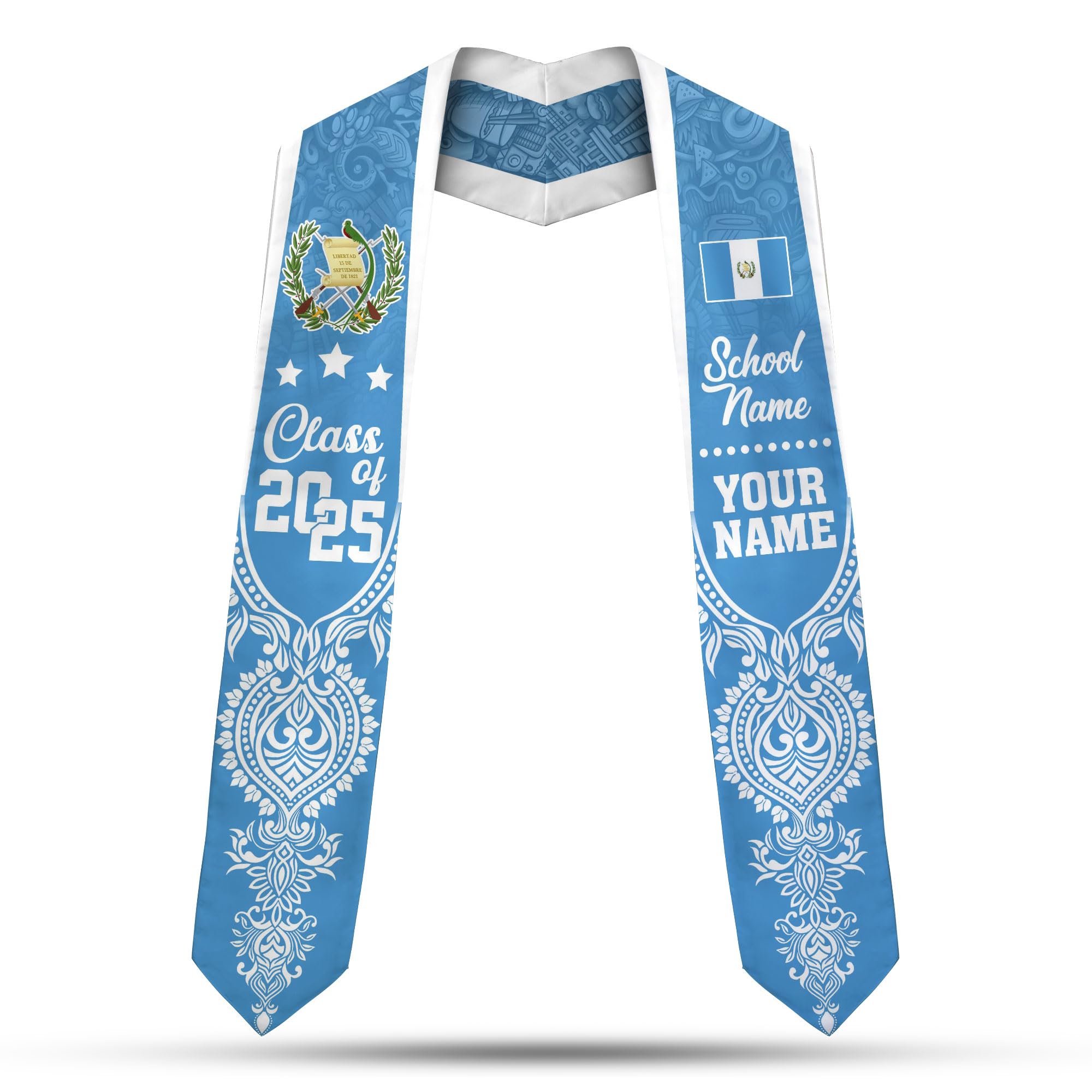 MonkeyVan Personalized Guatemalan Graduation Sash 2025,Custom Guatemala Flag Stole,Guatemala Graduation Stole Class of 2025 S196