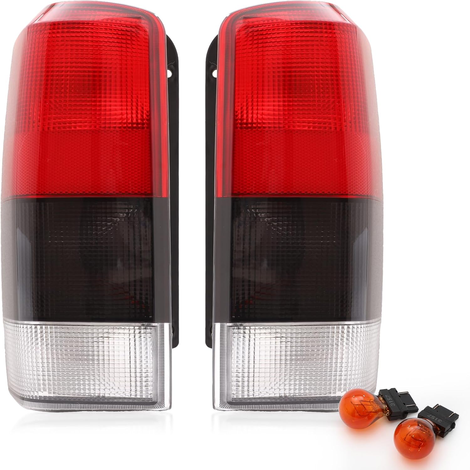 Tail Light Assembly Compatible With 1997-2001 Jeep Cherokee Passenger and Driver Side Brake Rear Lamp Taillights Red/Black Smoke CH2800128 4897399AA