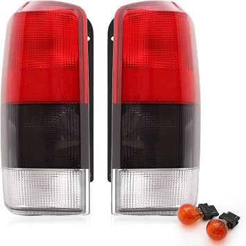 Tail Light Assembly Compatible With 1997-2001 Jeep Cherokee Passenger and Driver Side Brake Rear Lamp Taillights Red+Smoke Lens 4897399AA 4897398AA CH2800128 CH2801128