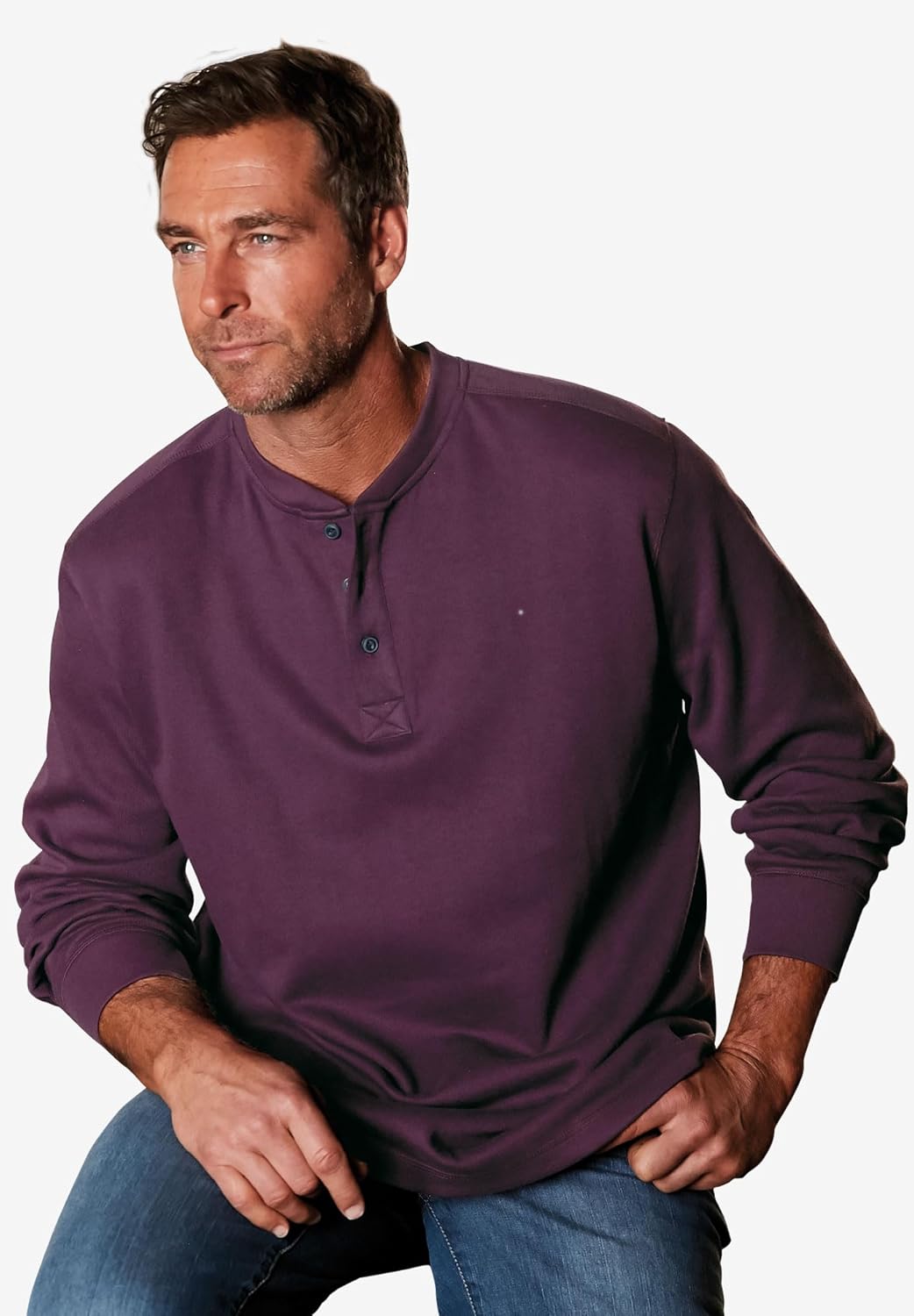 Liberty Blues by Kingsize Men's Big & Tall Ribbed Knit Henley - Image 4