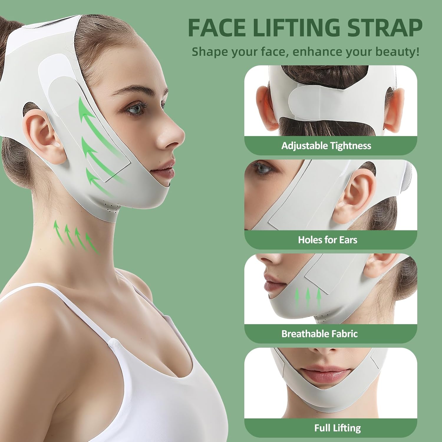 Reusable Facial Lifting Belt, V Line Lifting Mask with Chin Strap for Sleeping, Jaw Exerciser V-Shaped Double Chin Reducer, Jawline Shaper with Adjustable Straps - Image 4