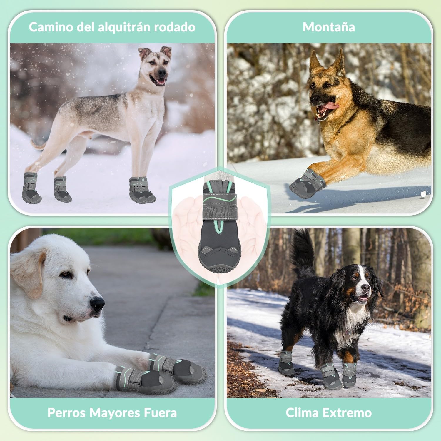 SlowTon Zapatos de Perro protección de la Pata, Zapatos de Perro Impermeable con Suela Antideslizante, Cierre de Reflectante Ajustable Botas de Invierno para Perros pequeños, medianos y Grandes