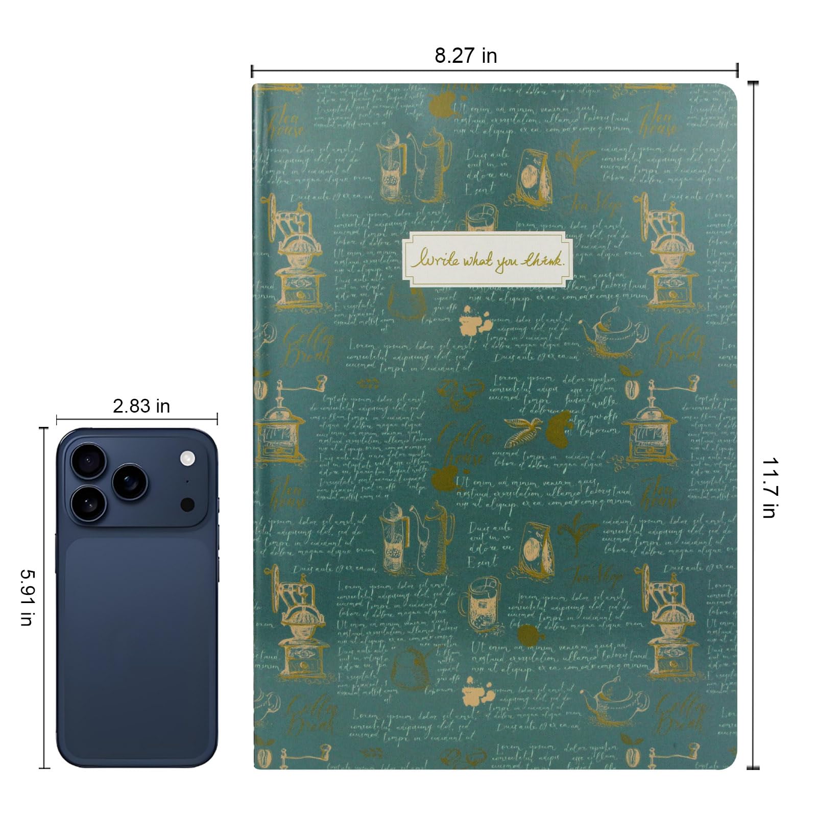 A4 Notizbuch 8er Set mit Fadenheftung, Leer, 48Blatt (96 Seiten), 70g/m², Softcover Vintage Stil (4 Farben) - & Studienhefte für Schule Büro Lernen