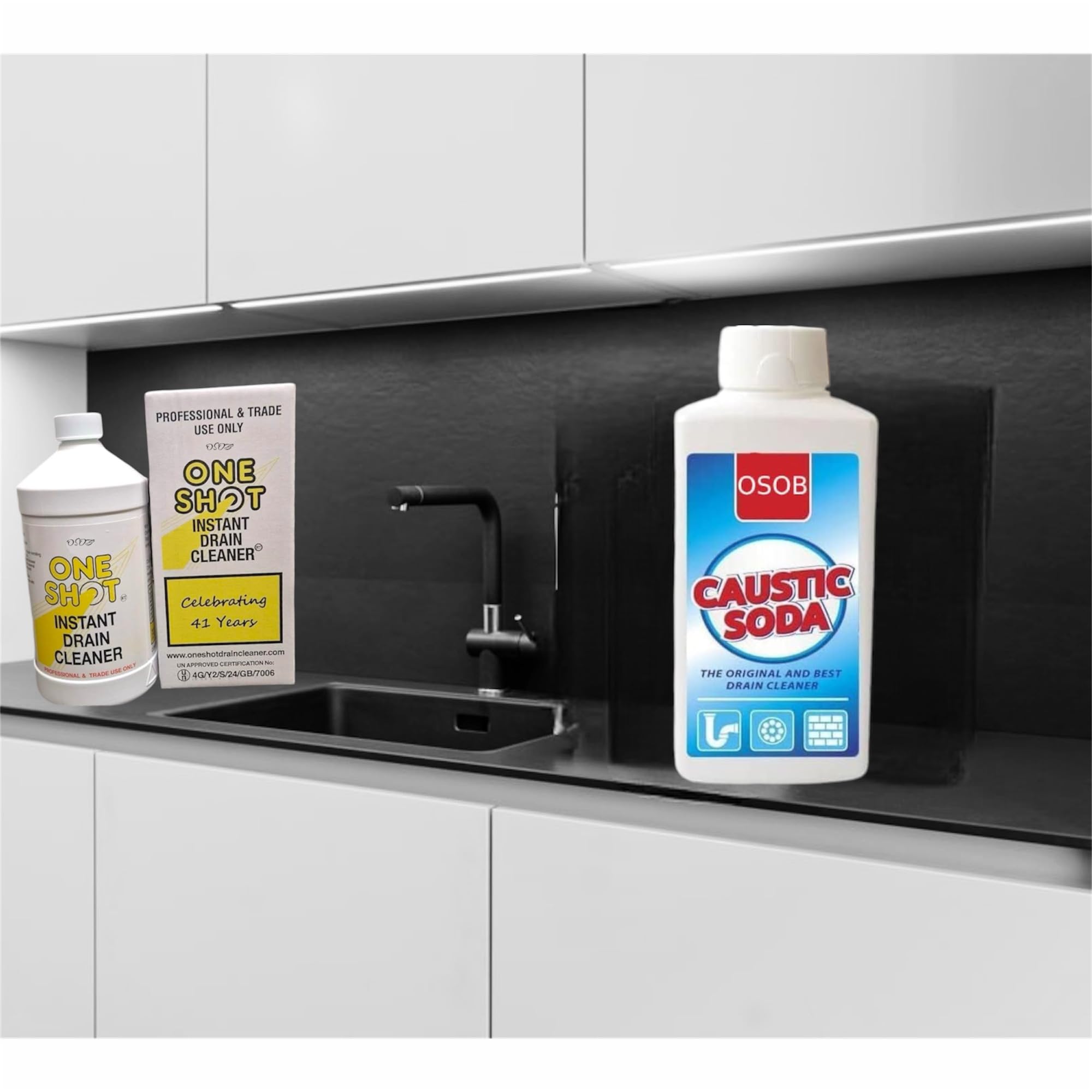 ZL High-Performance Instant Drain Cleaners: Powerful Solutions for Quickly Eliminating Stubborn Clogs, Blocked Drains, and Severe Pipe Obstructions 1kg Caustic soda and 1l drain cleaner
