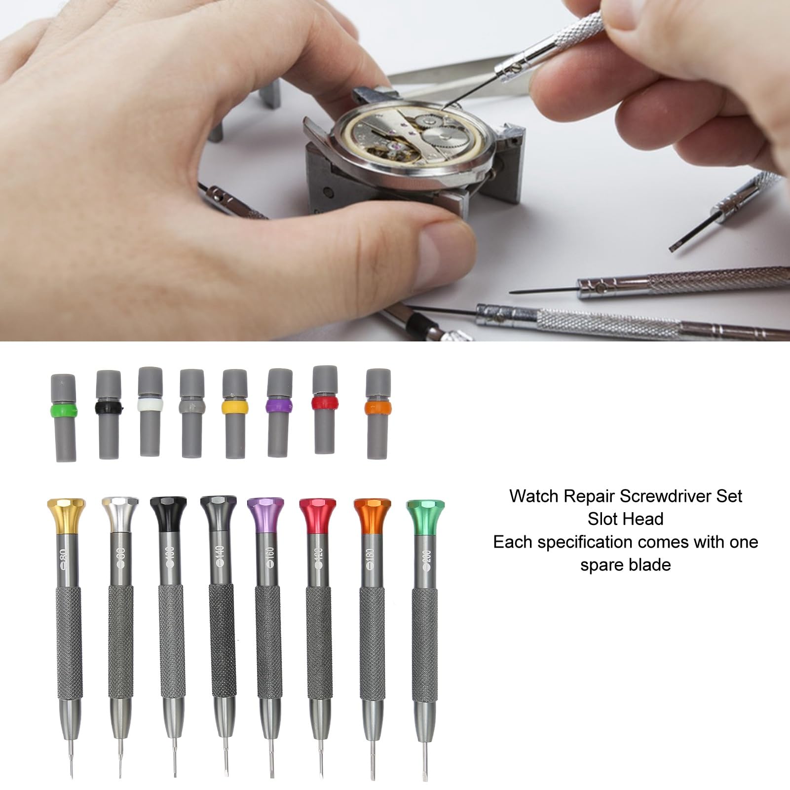 8-teiliges Uhrenschraubendreher-Set 0,6–2,0 mm, Präzisions-Juwelier-Schraubendreher-Set mit Aufbewahrungskoffer und Ersatzklingen für Uhrenreparatur, Brillen, Schmuck, Ele