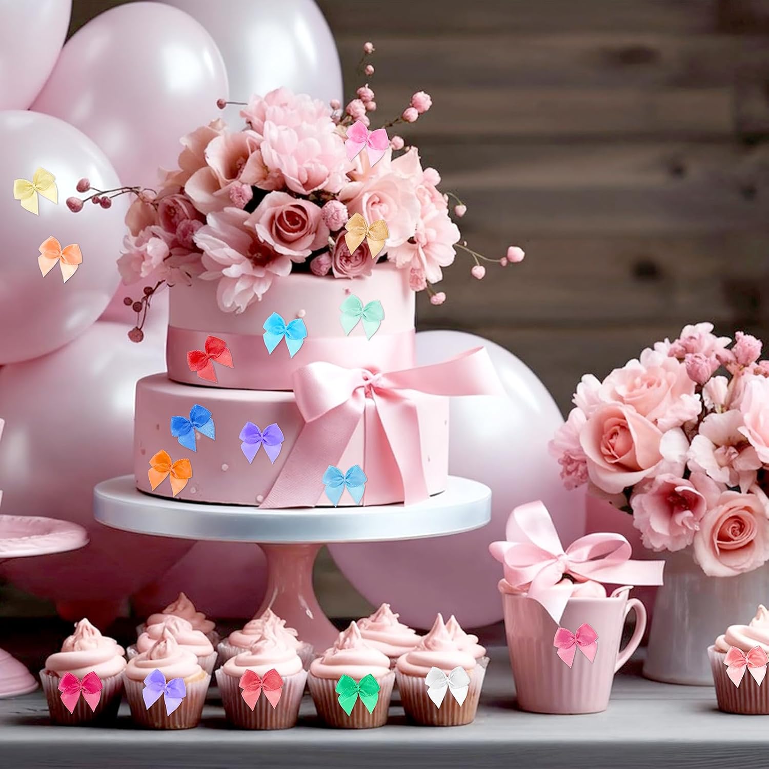 220PCS Mini Satin Ribbon Bows, Colorful Fabric Mini Bows for Crafts, Small Tiny Bow for Clothes Ornament, DIY Embellishments for Gifts, Party, Cakes, Treats - Image 6