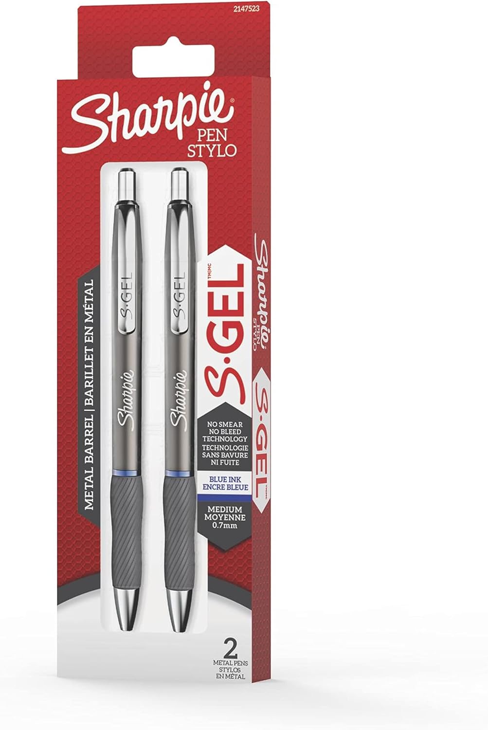 Sharpie SGel, Gel Pens, Sleek Metal Barrel, Gunmetal, Medium Point (0
